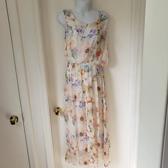 lara g silk blend dress Lara G. | Dresses | Lara G By Lara Guidotti Floral Airy Silk Blend Sleeveless Maxi Dress L Navy